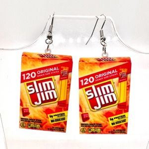 Slim Jim Beef Jerky Earrings - Snack Earrings - Meat Earrings - Teacher Earrings